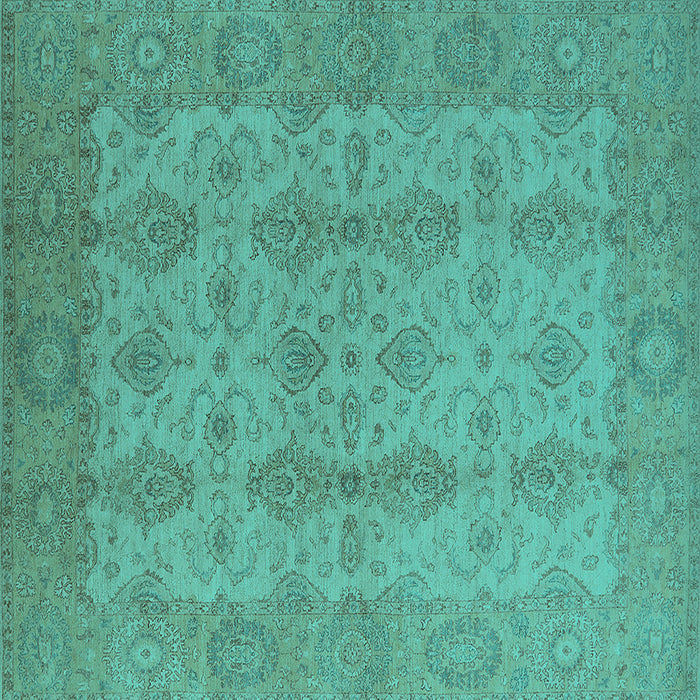 Square Oriental Turquoise Traditional Rug, urb929turq