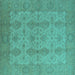 Square Oriental Turquoise Traditional Rug, urb929turq
