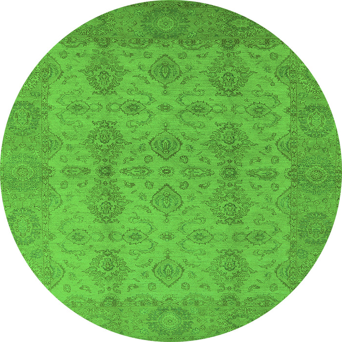 Round Oriental Green Traditional Rug, urb929grn