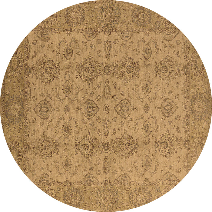 Round Oriental Brown Traditional Rug, urb929brn