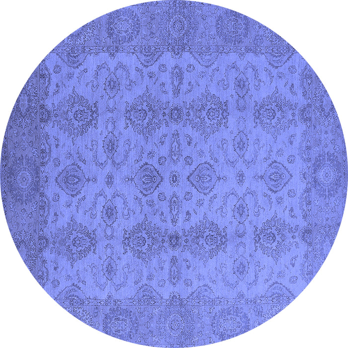 Round Oriental Blue Traditional Rug, urb929blu