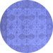 Round Oriental Blue Traditional Rug, urb929blu