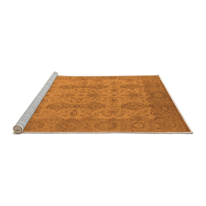 Sideview of Machine Washable Oriental Orange Traditional Area Rugs, wshurb929org