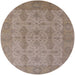 Round Mid-Century Modern Dark Almond Brown Oriental Rug, urb929