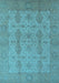 Machine Washable Oriental Light Blue Traditional Rug, wshurb929lblu