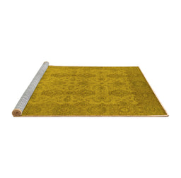 Sideview of Machine Washable Oriental Yellow Traditional Rug, wshurb929yw