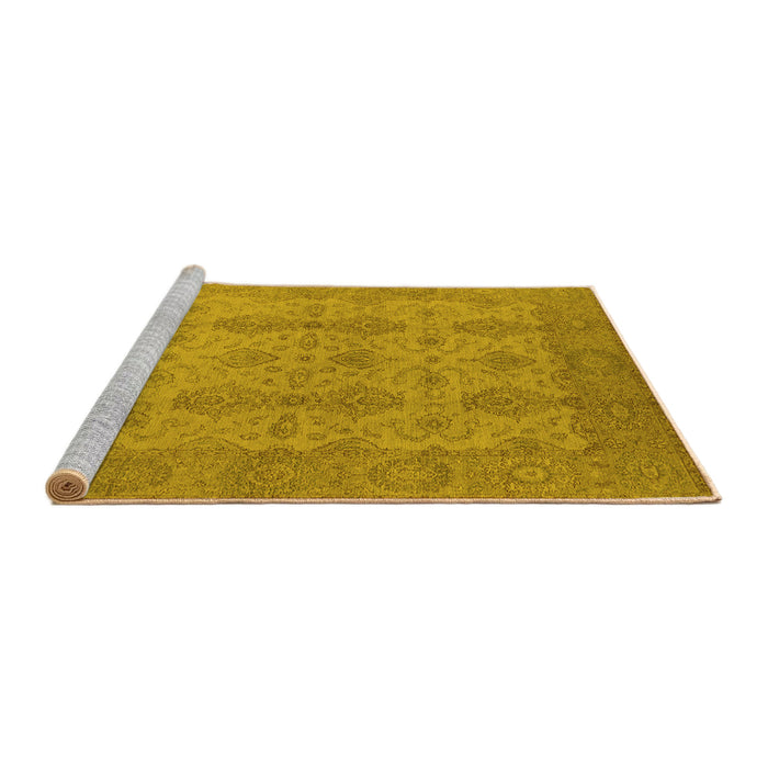 Sideview of Machine Washable Oriental Yellow Traditional Rug, wshurb929yw
