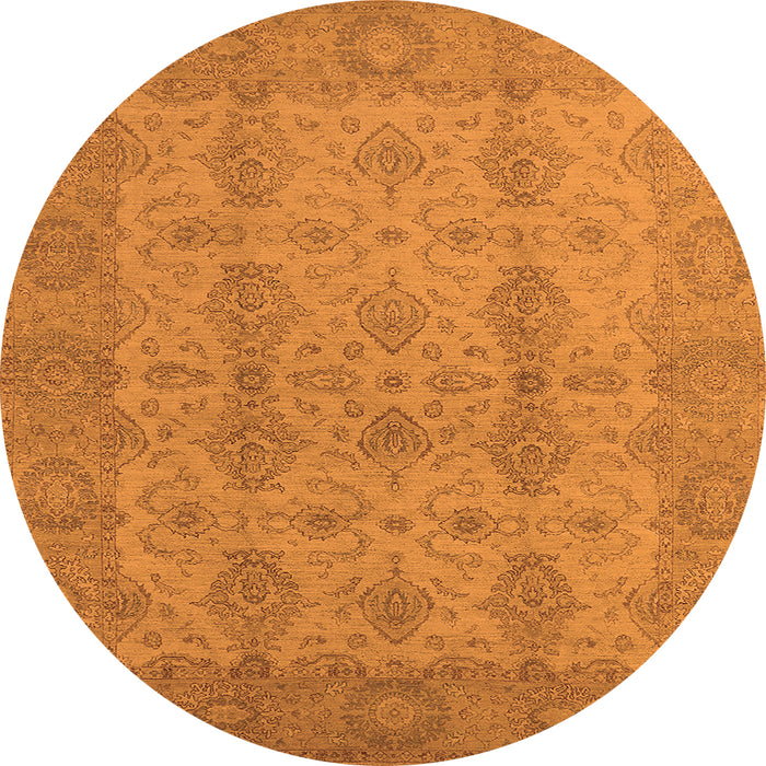 Round Oriental Orange Traditional Rug, urb929org
