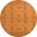 Round Oriental Orange Traditional Rug, urb929org