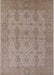 Mid-Century Modern Dark Almond Brown Oriental Rug, urb929