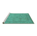 Sideview of Machine Washable Oriental Turquoise Traditional Area Rugs, wshurb930turq