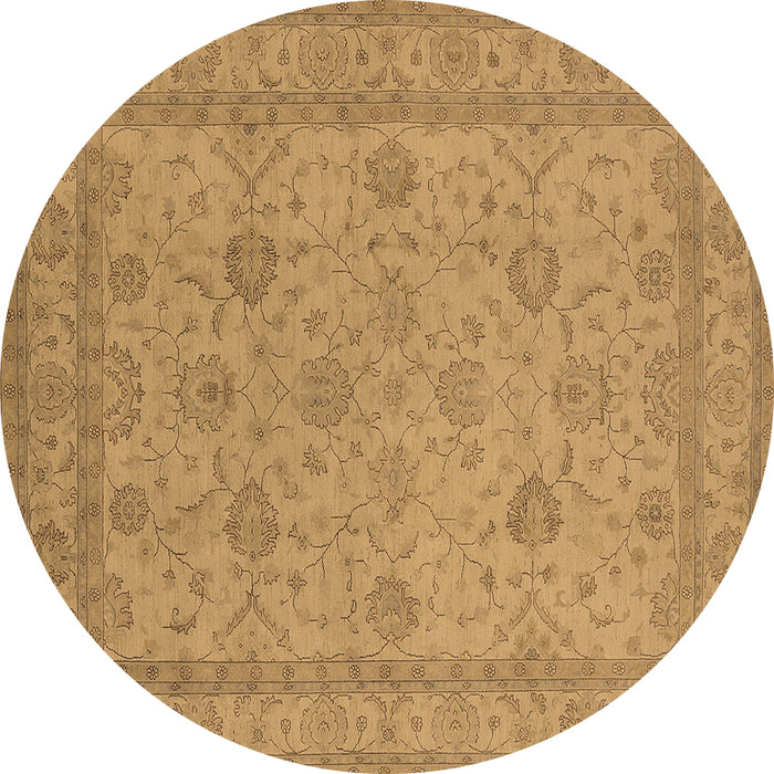 Round Machine Washable Oriental Brown Traditional Rug, wshurb930brn