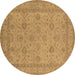 Round Machine Washable Oriental Brown Traditional Rug, wshurb930brn