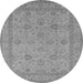 Round Machine Washable Oriental Gray Traditional Rug, wshurb930gry