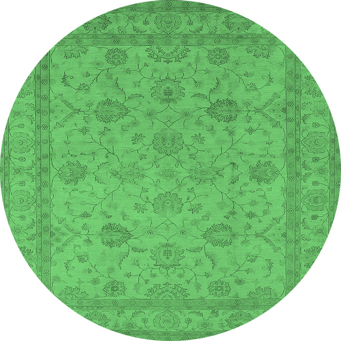 Round Oriental Emerald Green Traditional Rug, urb930emgrn