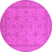 Round Oriental Pink Traditional Rug, urb930pnk