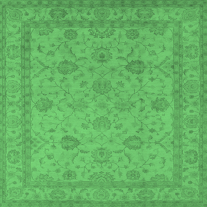 Square Machine Washable Oriental Emerald Green Traditional Area Rugs, wshurb930emgrn