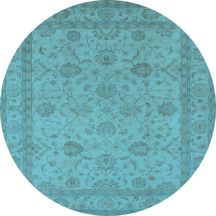 Round Oriental Light Blue Traditional Rug, urb930lblu