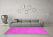 Machine Washable Oriental Pink Traditional Rug in a Living Room, wshurb930pnk