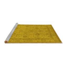 Sideview of Machine Washable Oriental Yellow Traditional Rug, wshurb930yw