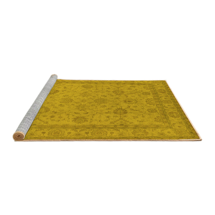 Sideview of Machine Washable Oriental Yellow Traditional Rug, wshurb930yw