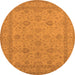 Round Machine Washable Oriental Orange Traditional Area Rugs, wshurb930org