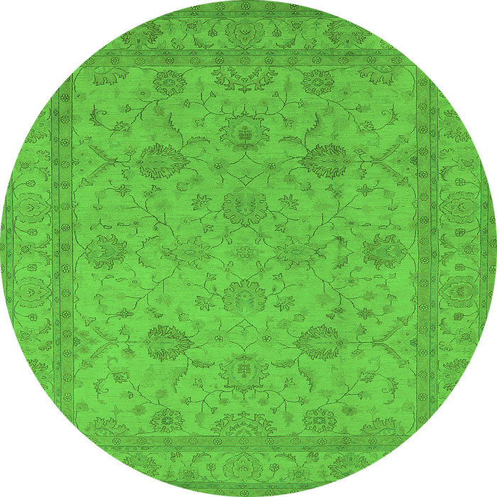 Round Oriental Green Traditional Rug, urb930grn