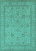 Machine Washable Oriental Turquoise Traditional Area Rugs, wshurb930turq