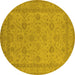 Round Oriental Yellow Traditional Rug, urb930yw