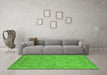 Machine Washable Oriental Green Traditional Area Rugs in a Living Room,, wshurb930grn