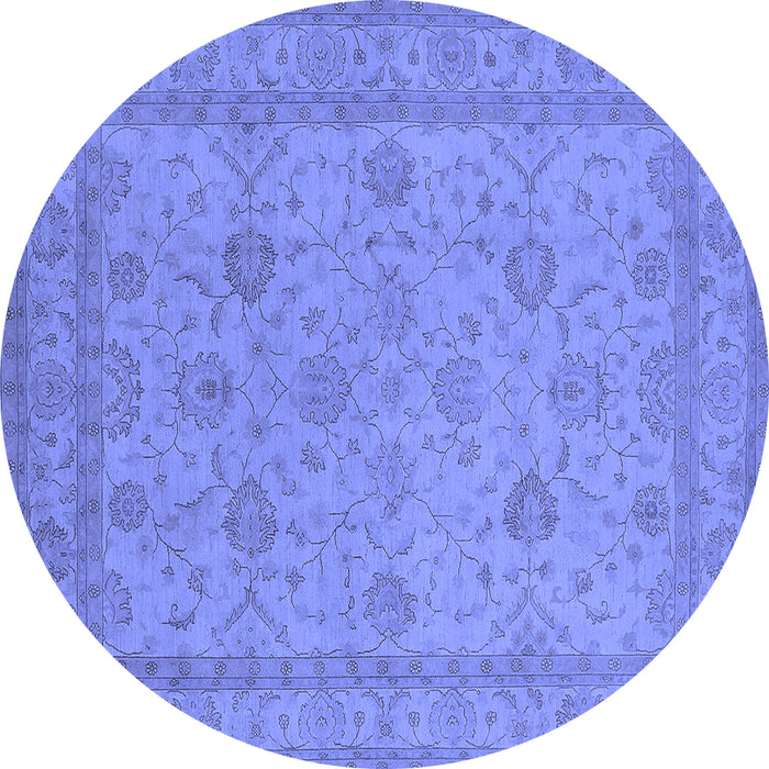 Round Oriental Blue Traditional Rug, urb930blu