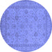 Round Oriental Blue Traditional Rug, urb930blu