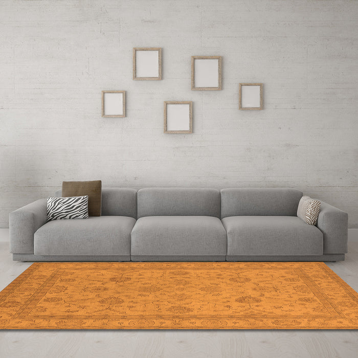 Machine Washable Oriental Orange Traditional Area Rugs in a Living Room, wshurb930org