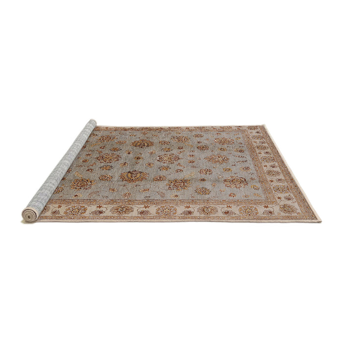 Sideview of Machine Washable Industrial Modern Gold Brown Rug, wshurb931