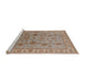 Sideview of Machine Washable Industrial Modern Gold Brown Rug, wshurb931