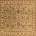 Square Machine Washable Oriental Brown Industrial Rug, wshurb931brn