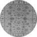 Round Machine Washable Oriental Gray Industrial Rug, wshurb931gry