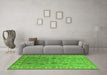 Machine Washable Oriental Green Industrial Area Rugs in a Living Room,, wshurb931grn