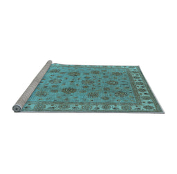 Sideview of Machine Washable Oriental Light Blue Industrial Rug, wshurb931lblu