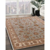 Mid-Century Modern Gold Brown Oriental Rug, urb931