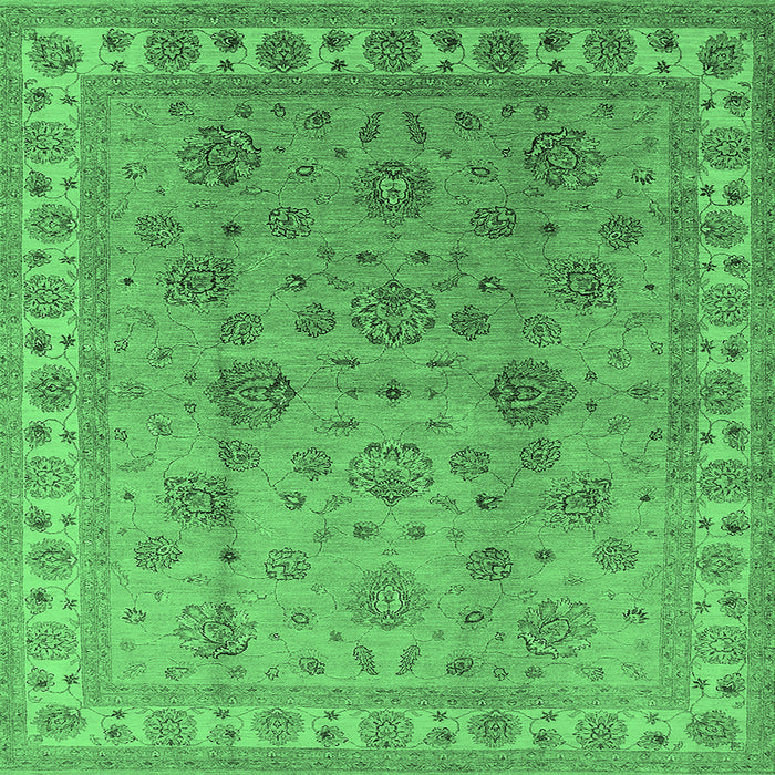 Square Machine Washable Oriental Emerald Green Industrial Area Rugs, wshurb931emgrn