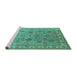 Sideview of Machine Washable Oriental Turquoise Industrial Area Rugs, wshurb931turq