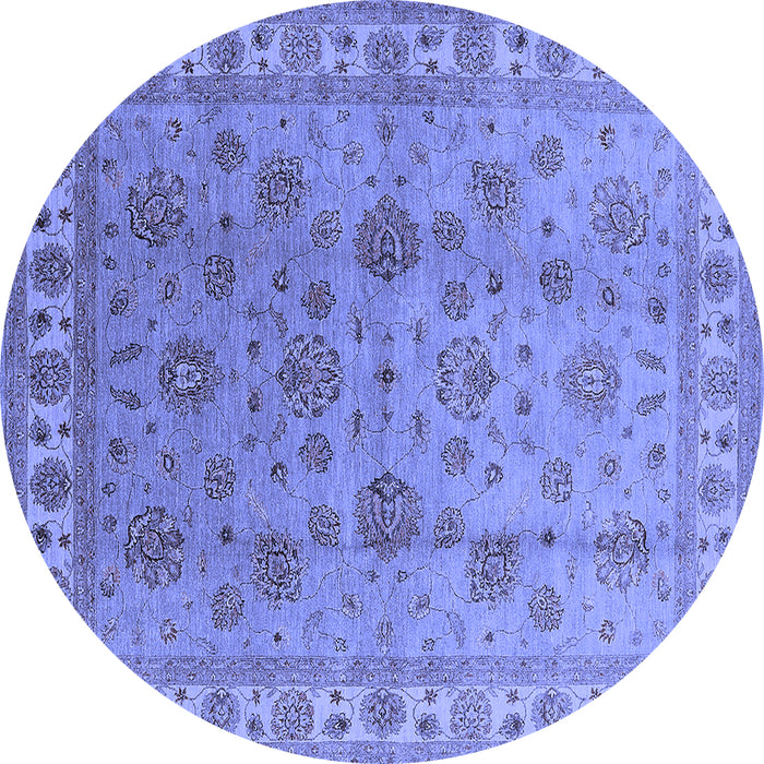 Round Oriental Blue Industrial Rug, urb931blu