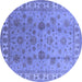 Round Oriental Blue Industrial Rug, urb931blu