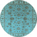 Round Oriental Light Blue Industrial Rug, urb931lblu