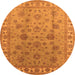 Round Machine Washable Oriental Orange Industrial Area Rugs, wshurb931org