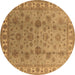 Round Oriental Brown Industrial Rug, urb931brn