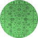 Round Oriental Emerald Green Industrial Rug, urb931emgrn