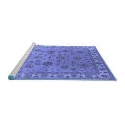 Sideview of Machine Washable Oriental Blue Industrial Rug, wshurb931blu