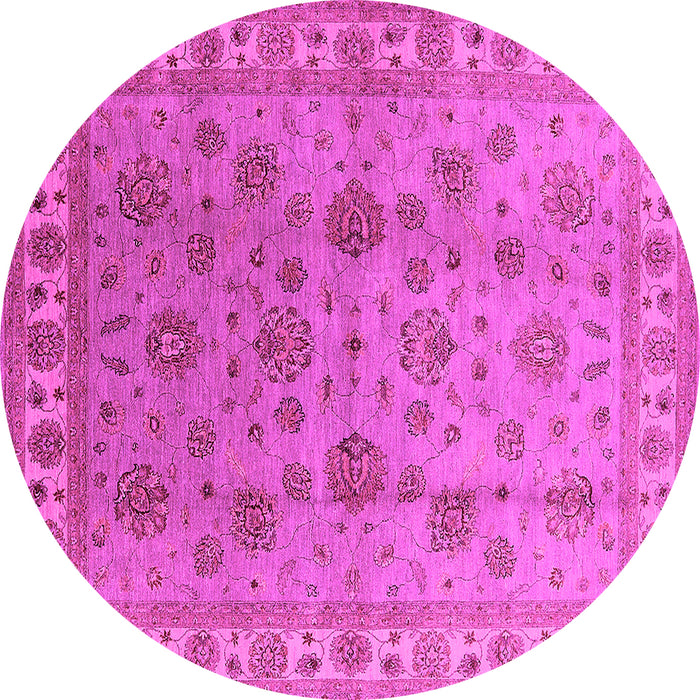 Round Machine Washable Oriental Pink Industrial Rug, wshurb931pnk
